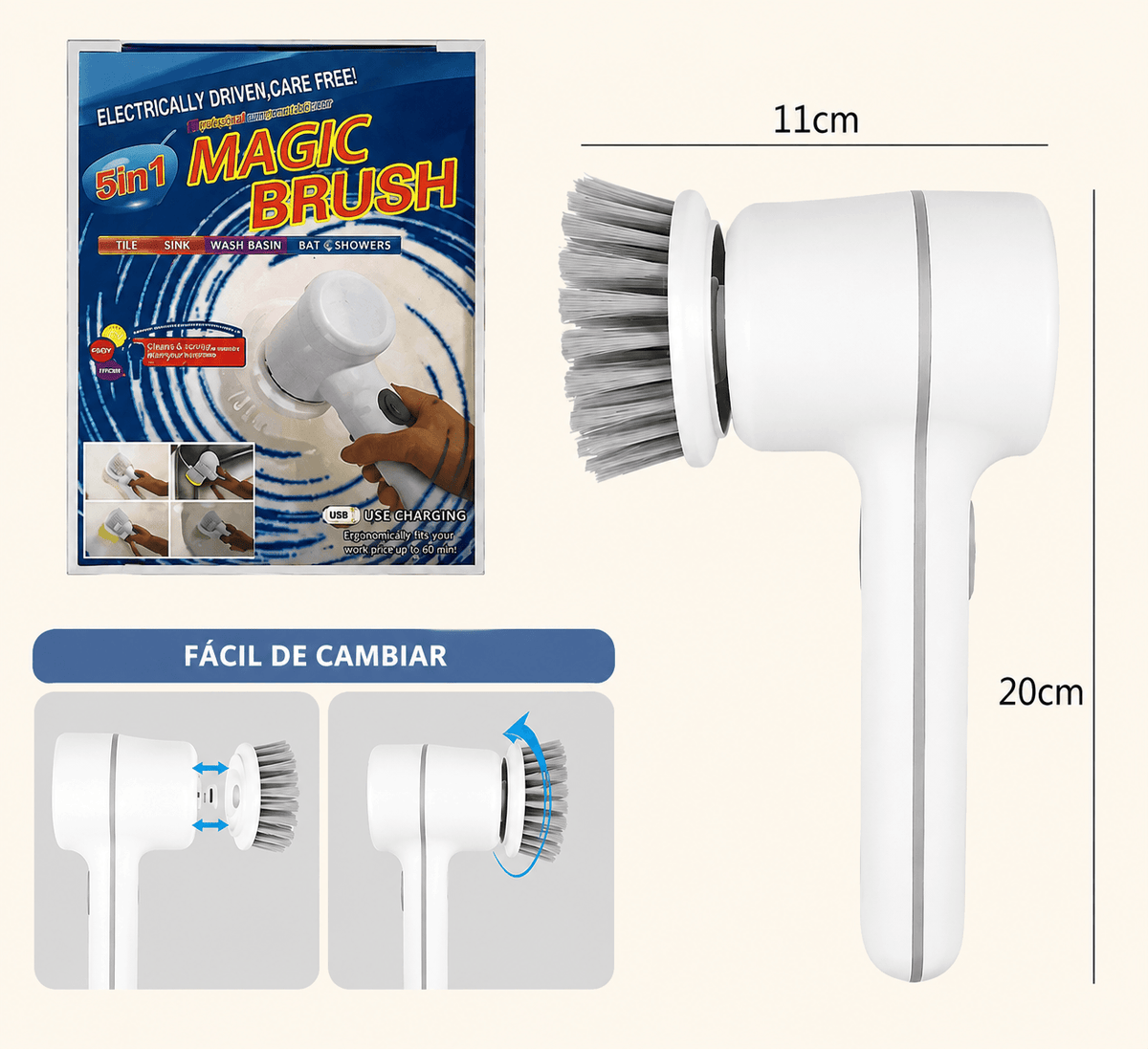 Magic Brush - Cepillo De Limpieza Eléctrico.
