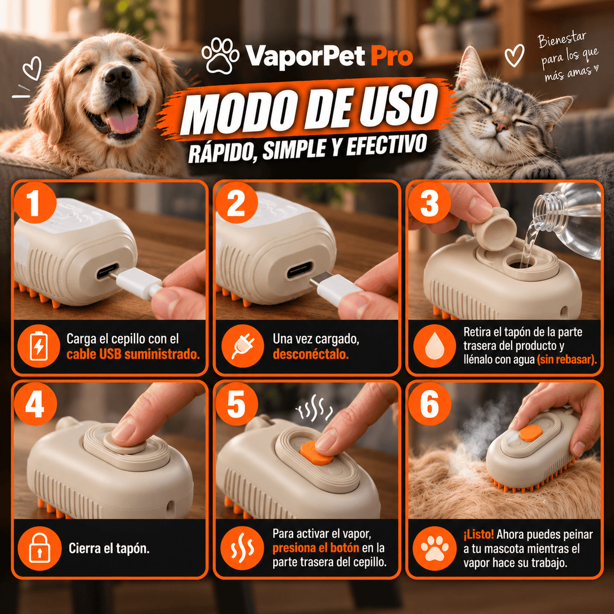 VaporPet Pro - Nunca más tirones al cepillar