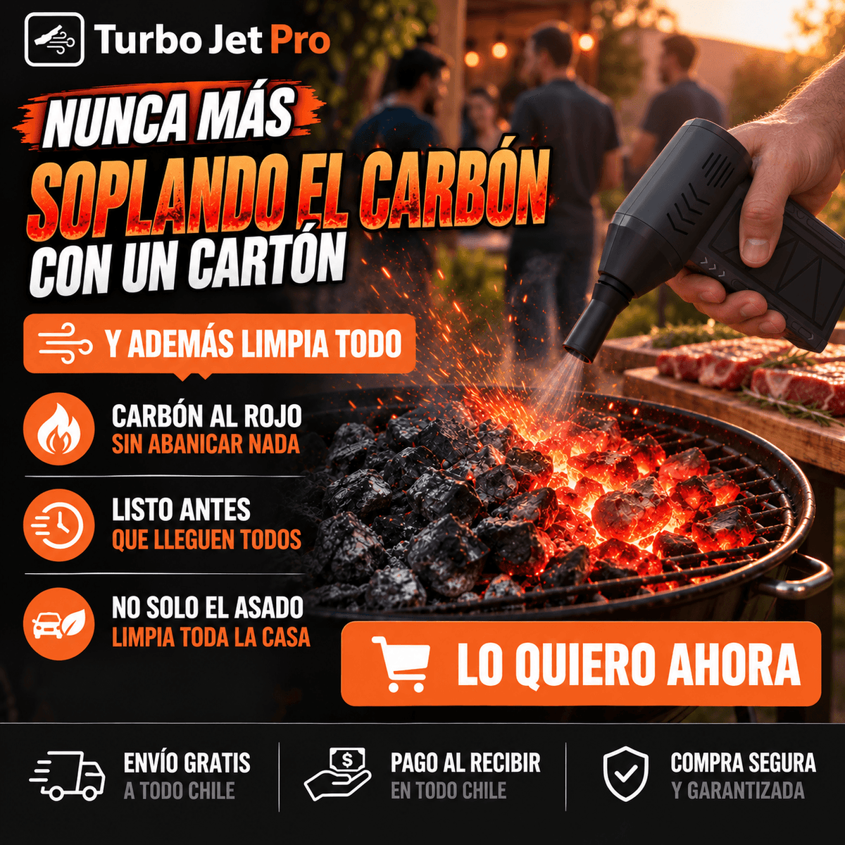 TurboJet Pro - Nunca más soplando el carbón con un cartón