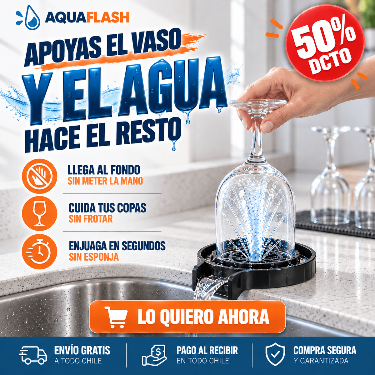 AQUAFLASH™ - Apoyas el vaso y el agua hace el resto